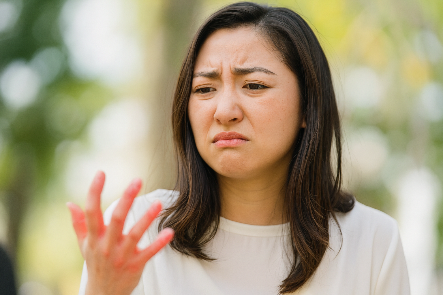 交通事故後にむちうちで首がつらかったけど、数日後に手に痺れも感じている女性。