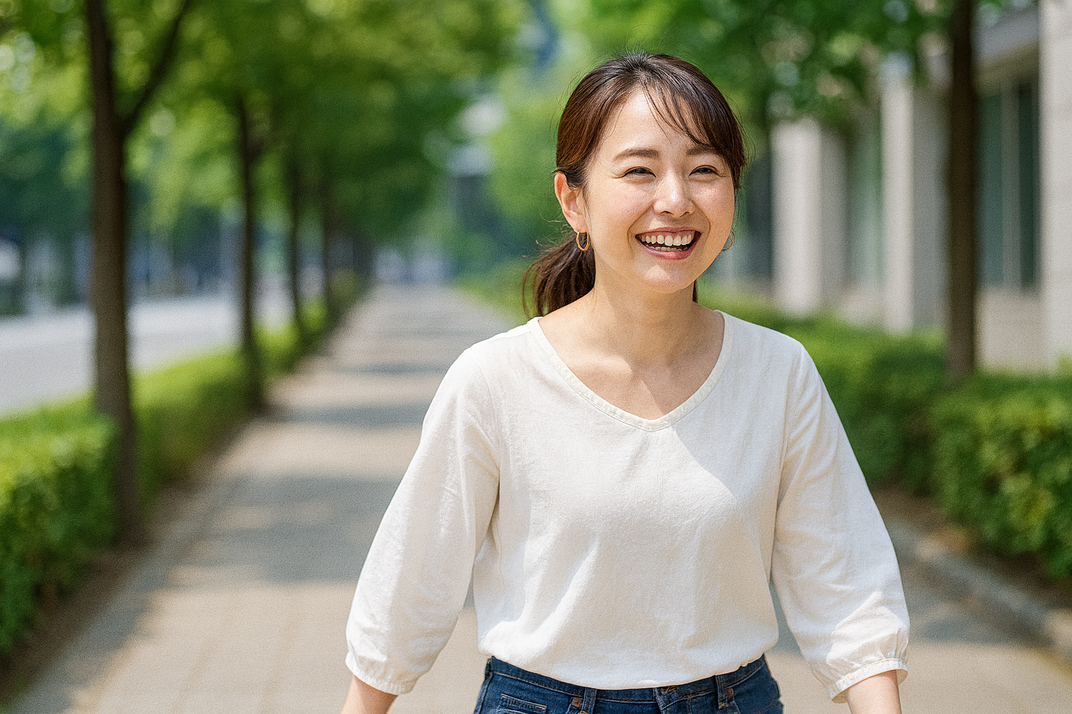 交通事故で、むちうち、腰痛に悩まされていたが、痛みも解決して日常生活に戻れた様子。