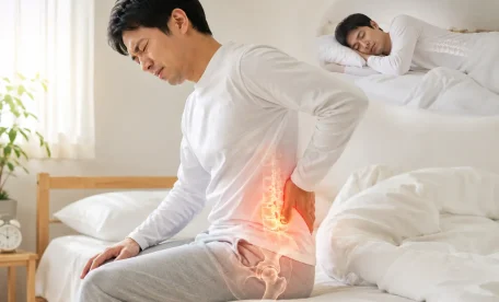 朝起きると腰が痛い方の寝起きの腰痛イメージ